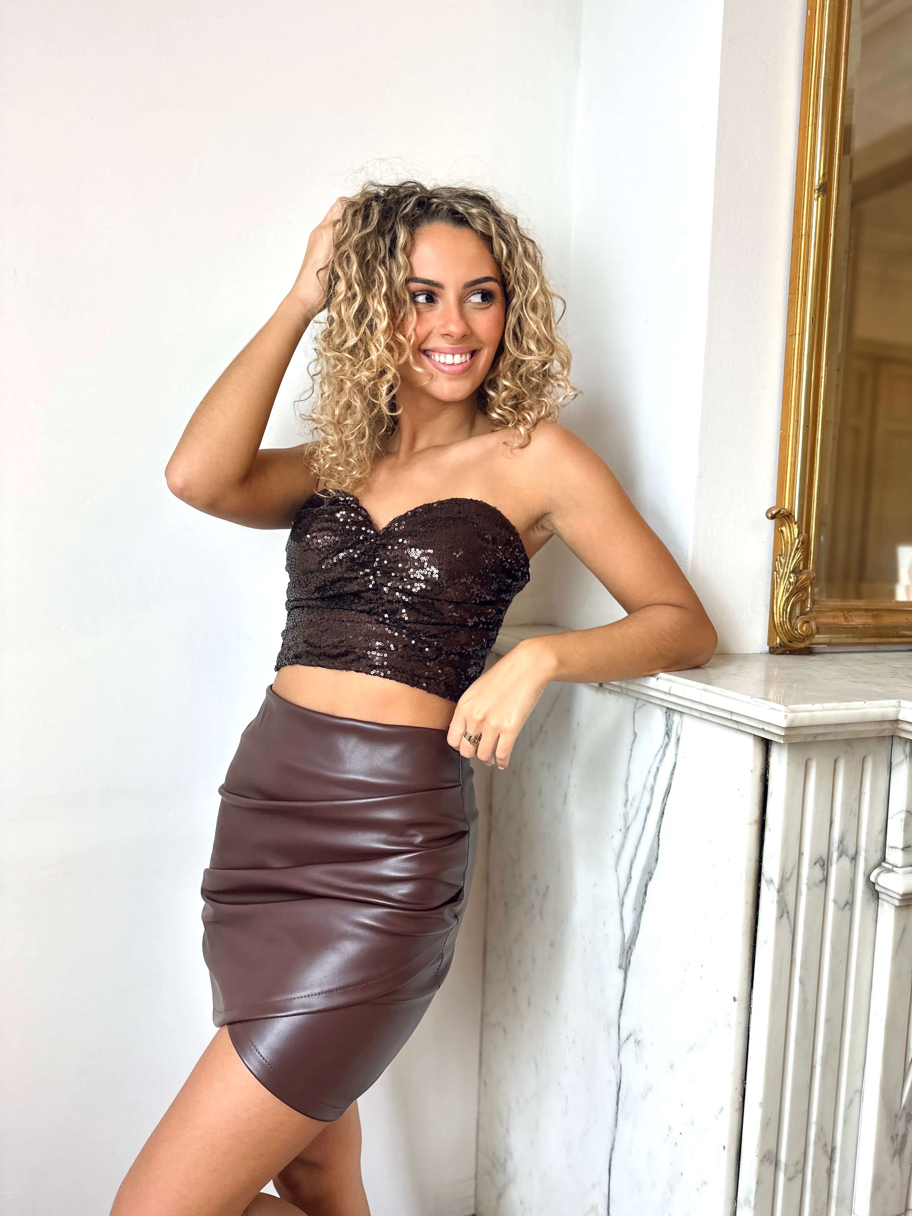 Bustier - BROWN GLOWY
