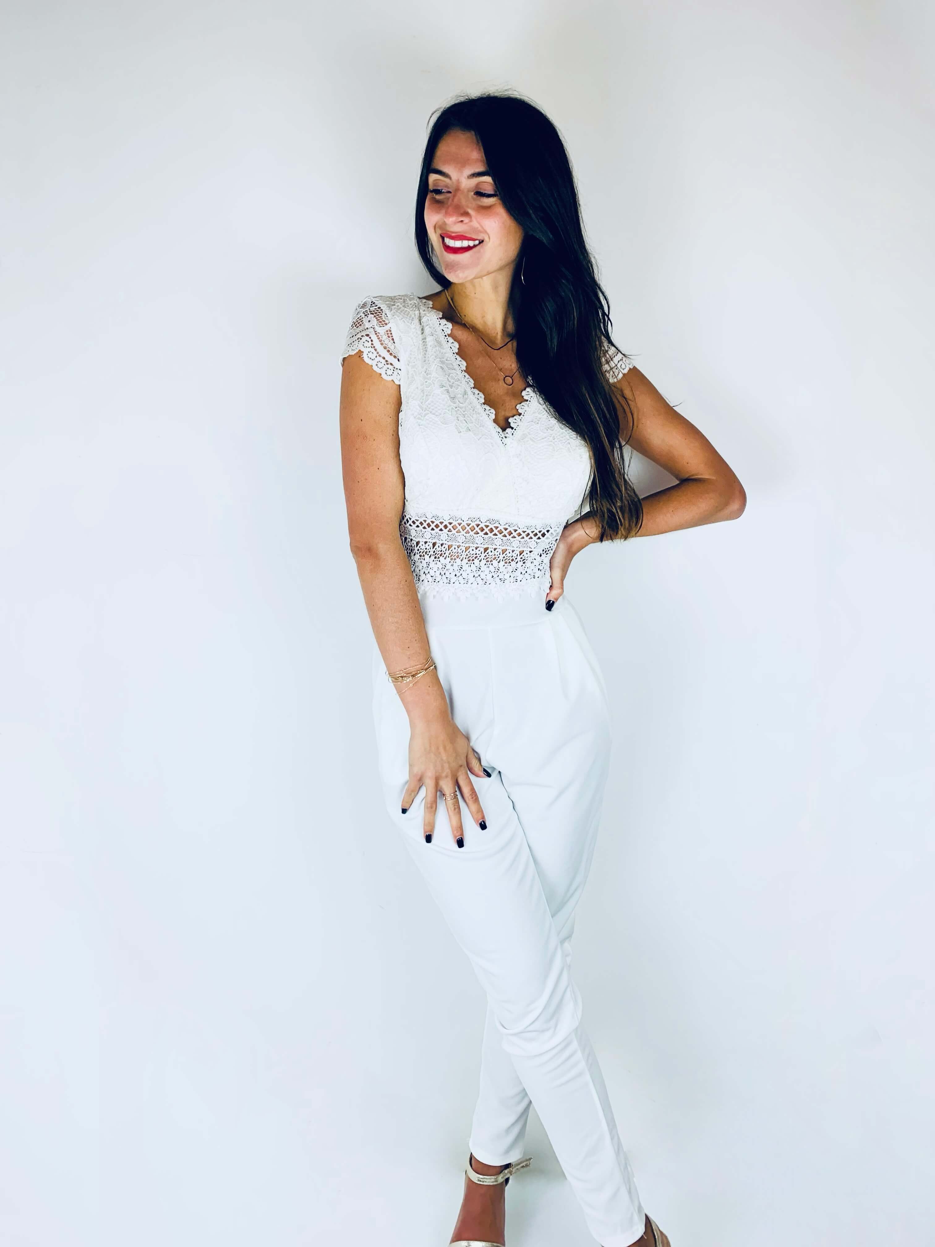 Combinaison pantalon blanche - CECILE - Image 3