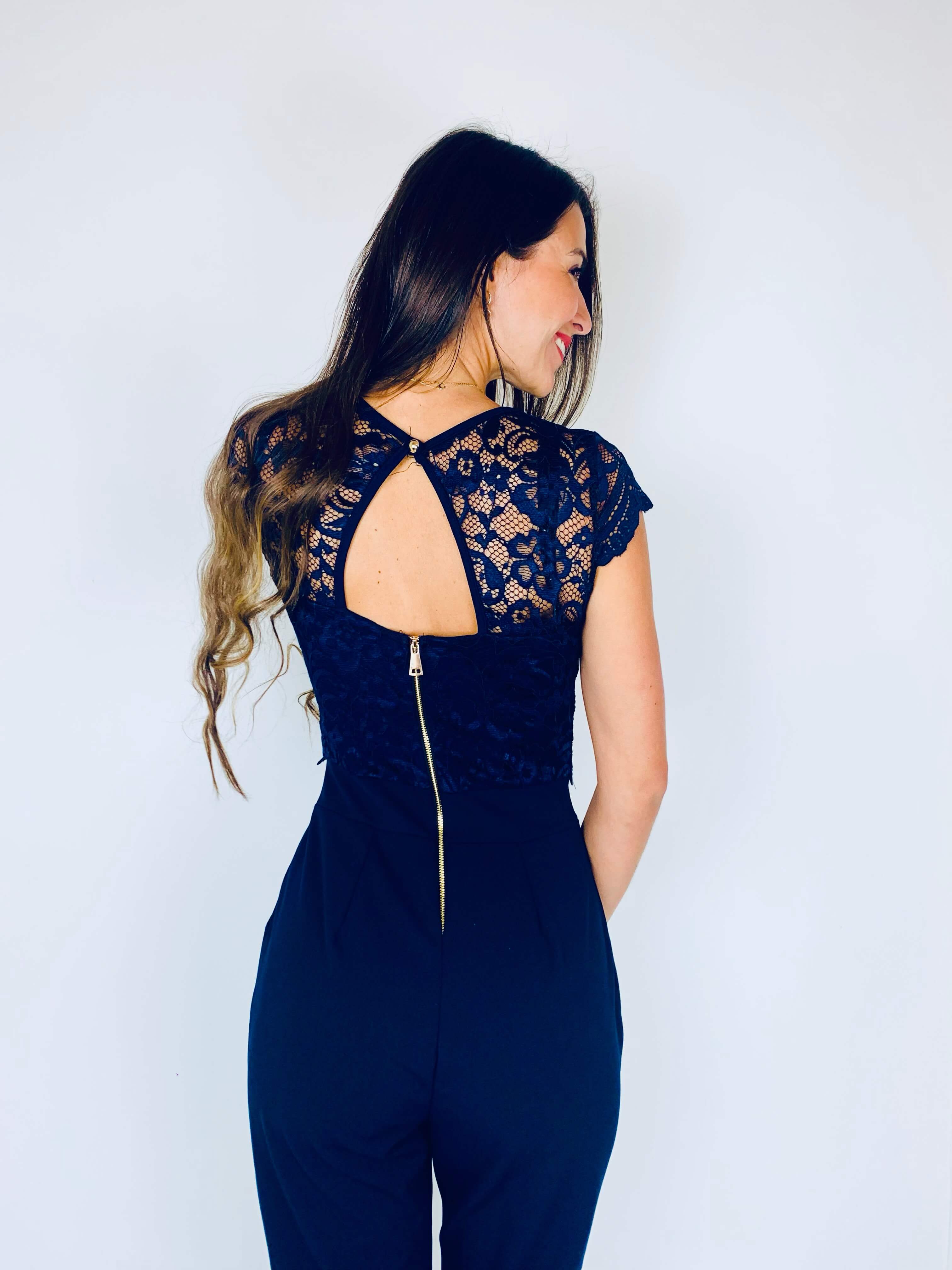 Combinaison pantalon bleu marine - CECILE - Image 4
