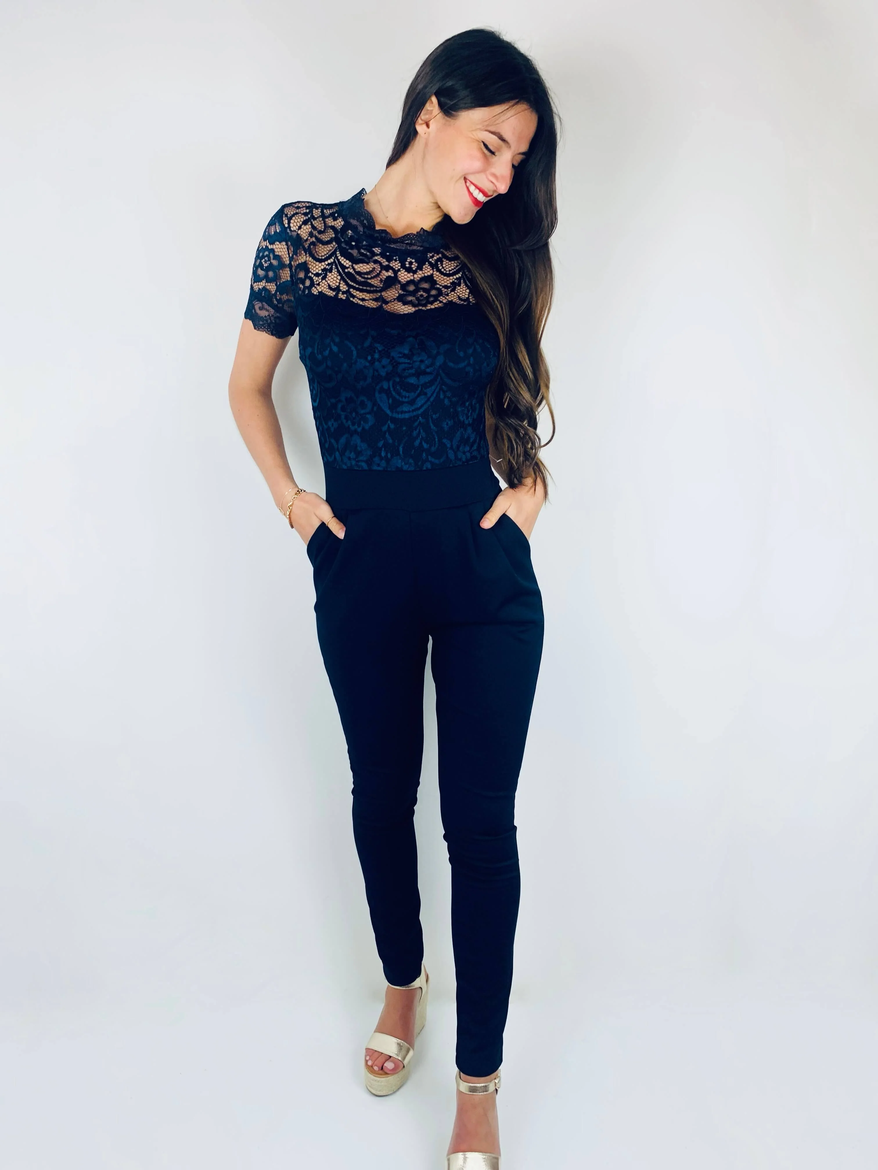 Combinaison pantalon bleu marine - IRINA - Image 2