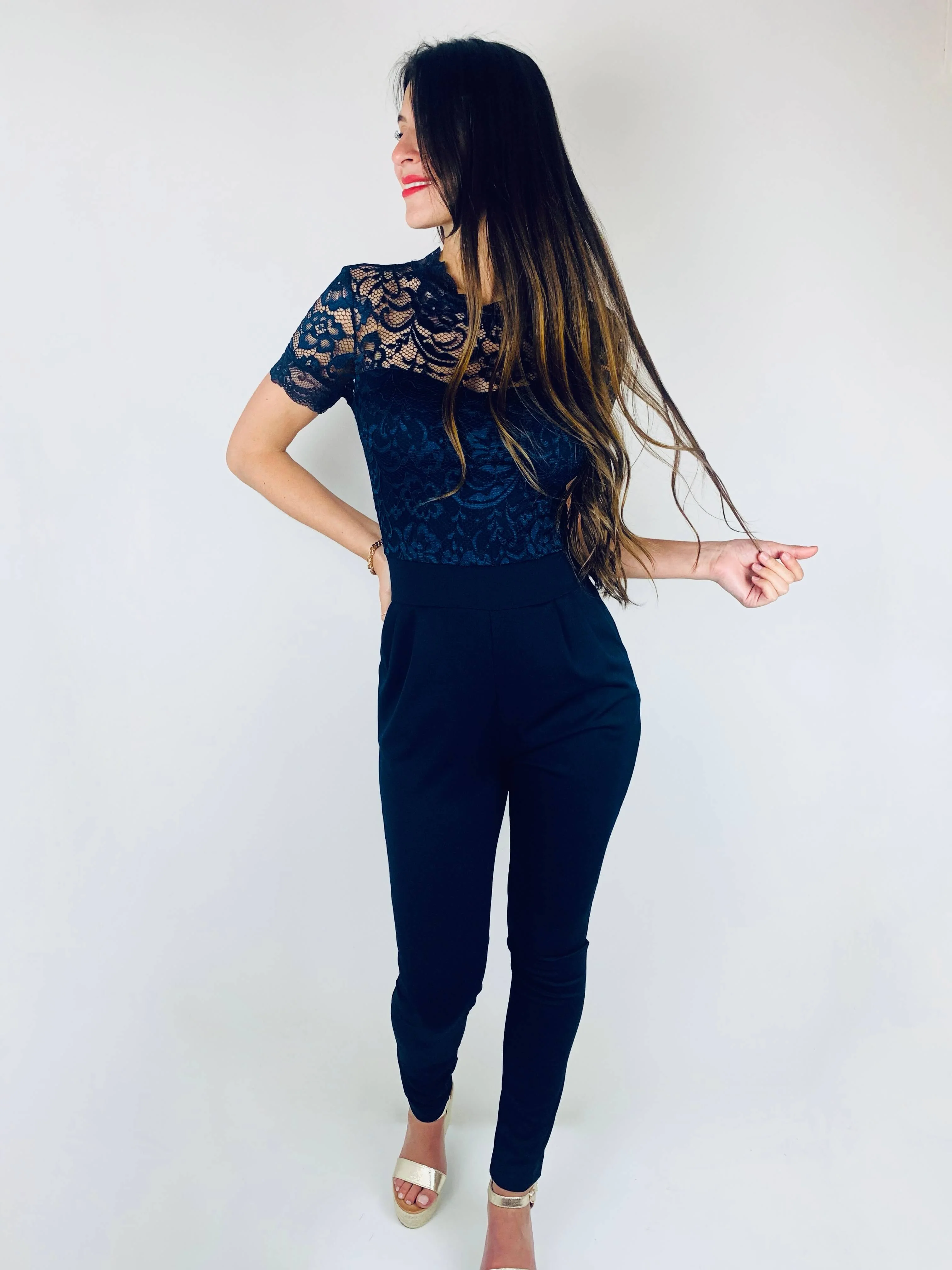 Combinaison pantalon bleu marine - IRINA - Image 4