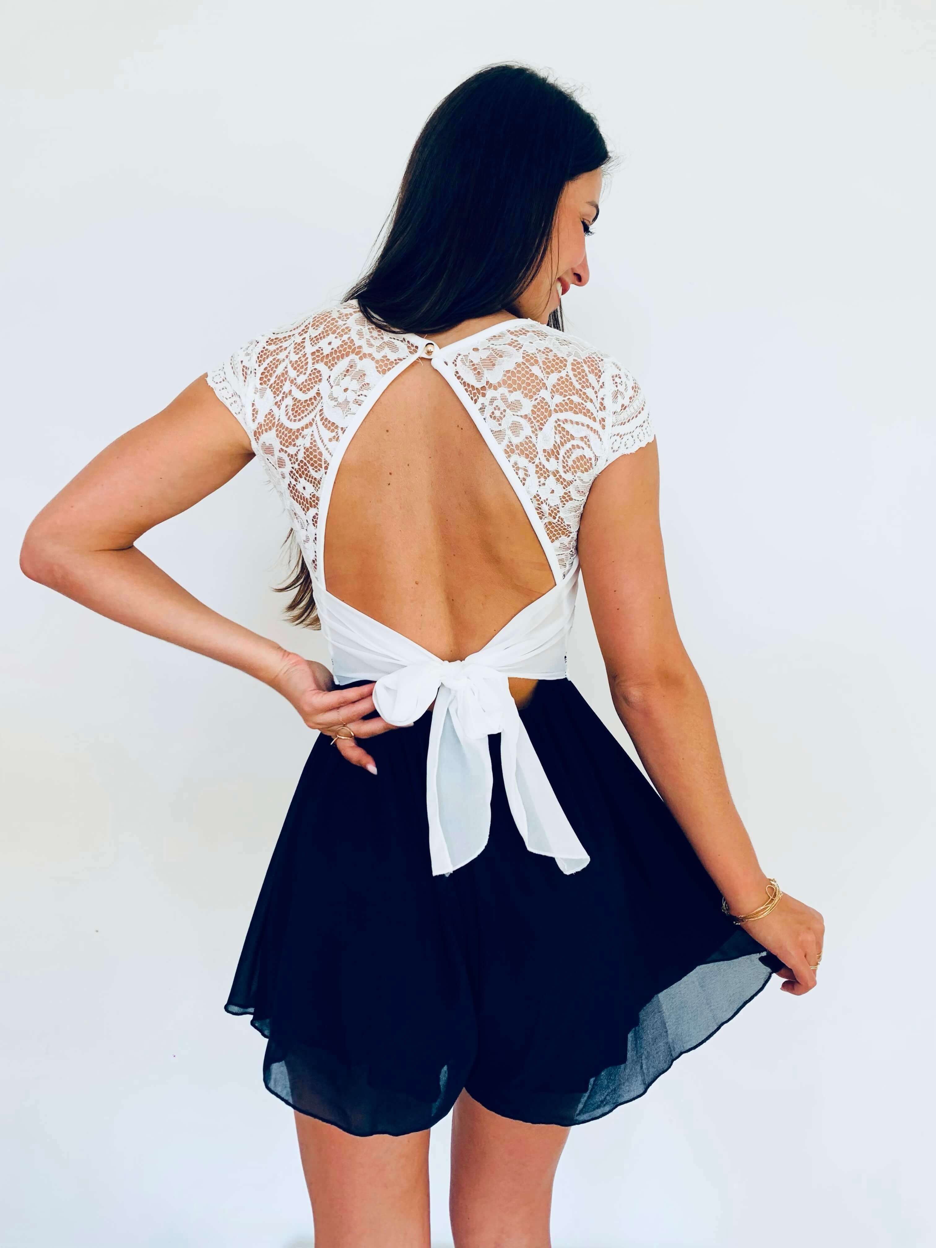 Combishort blanc et noir - CLELIA - Image 2