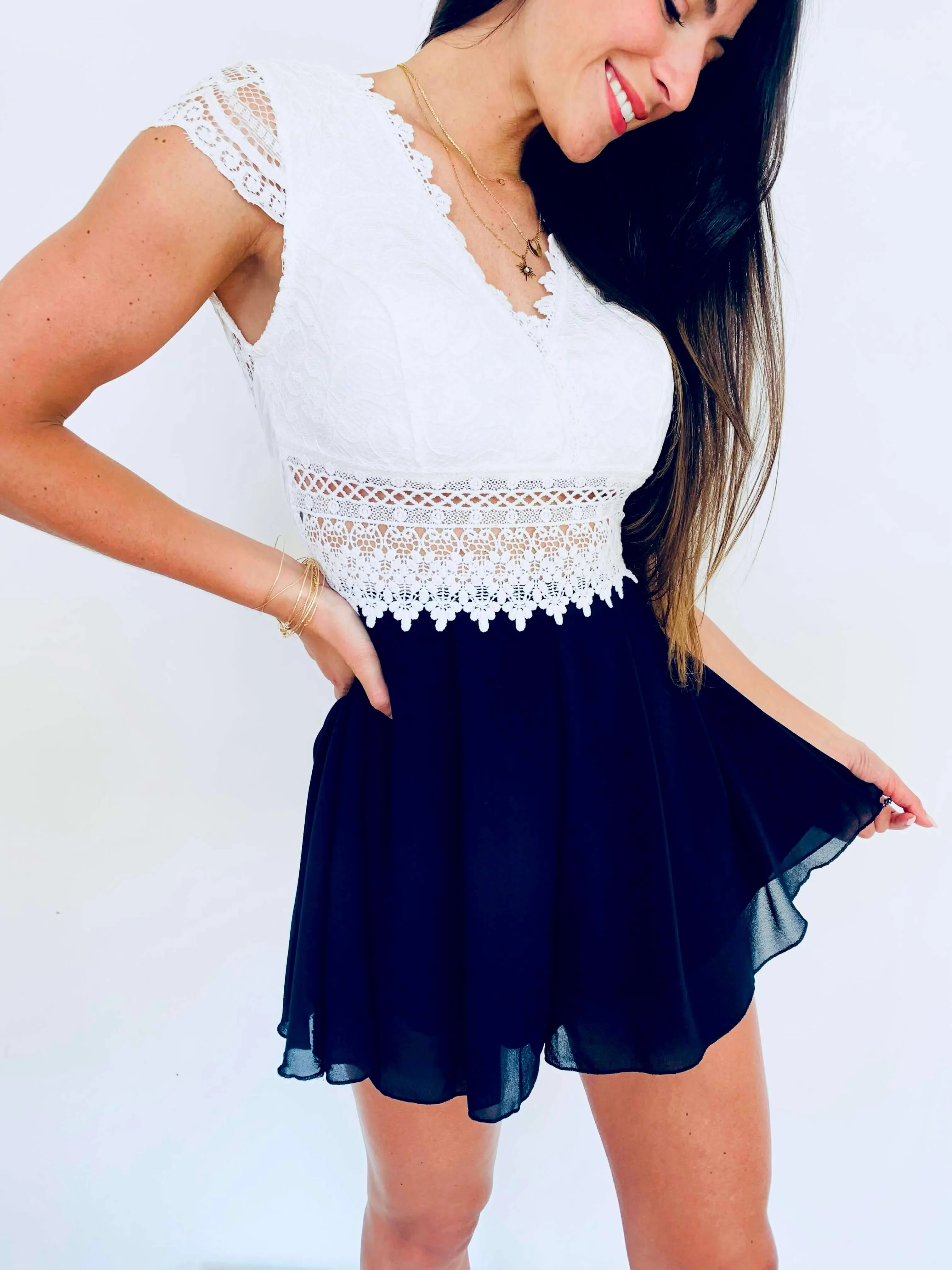 Combishort blanc et noir - CLELIA - Image 4