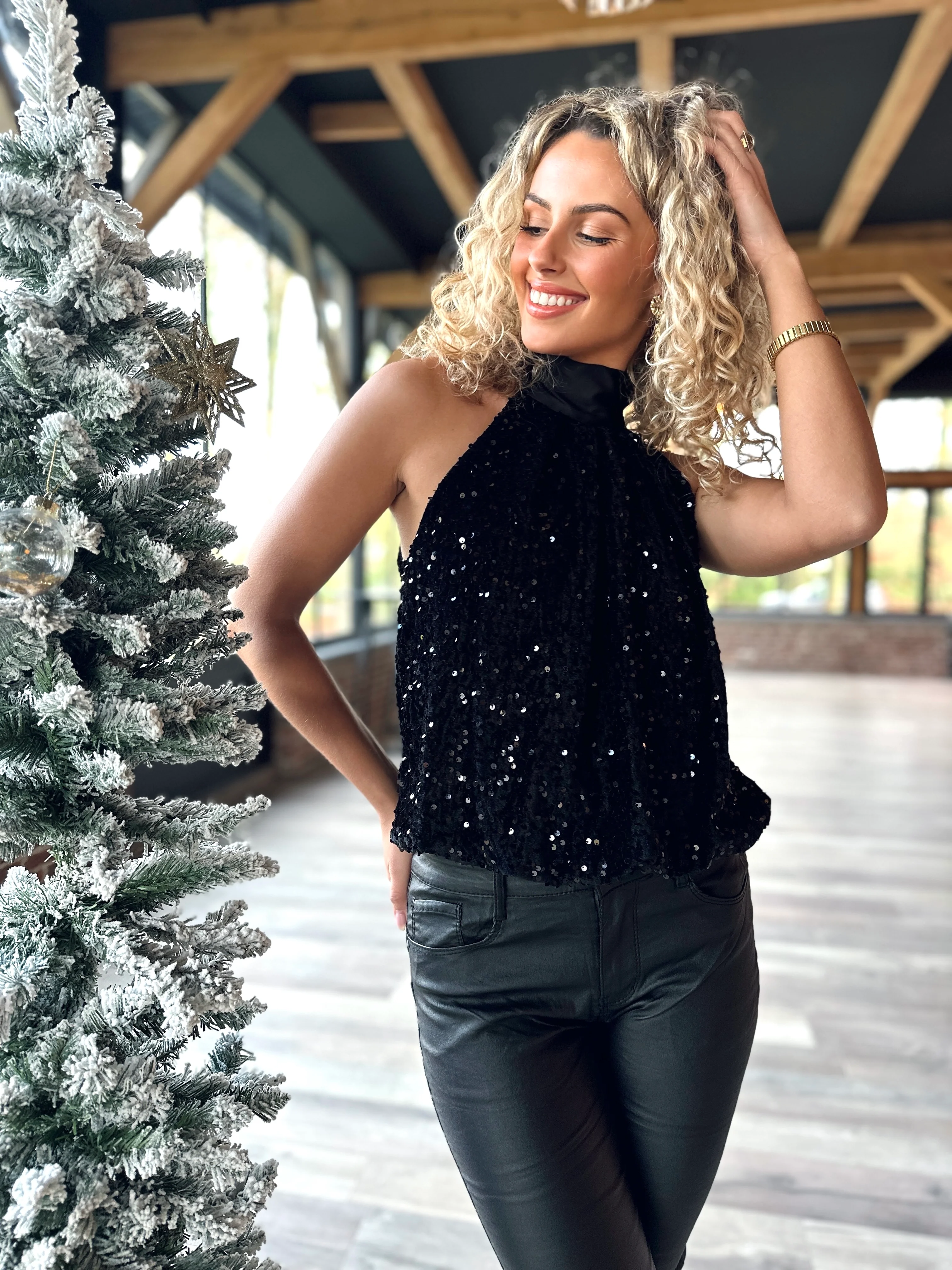 Haut à sequin noir - TINA - Image 3