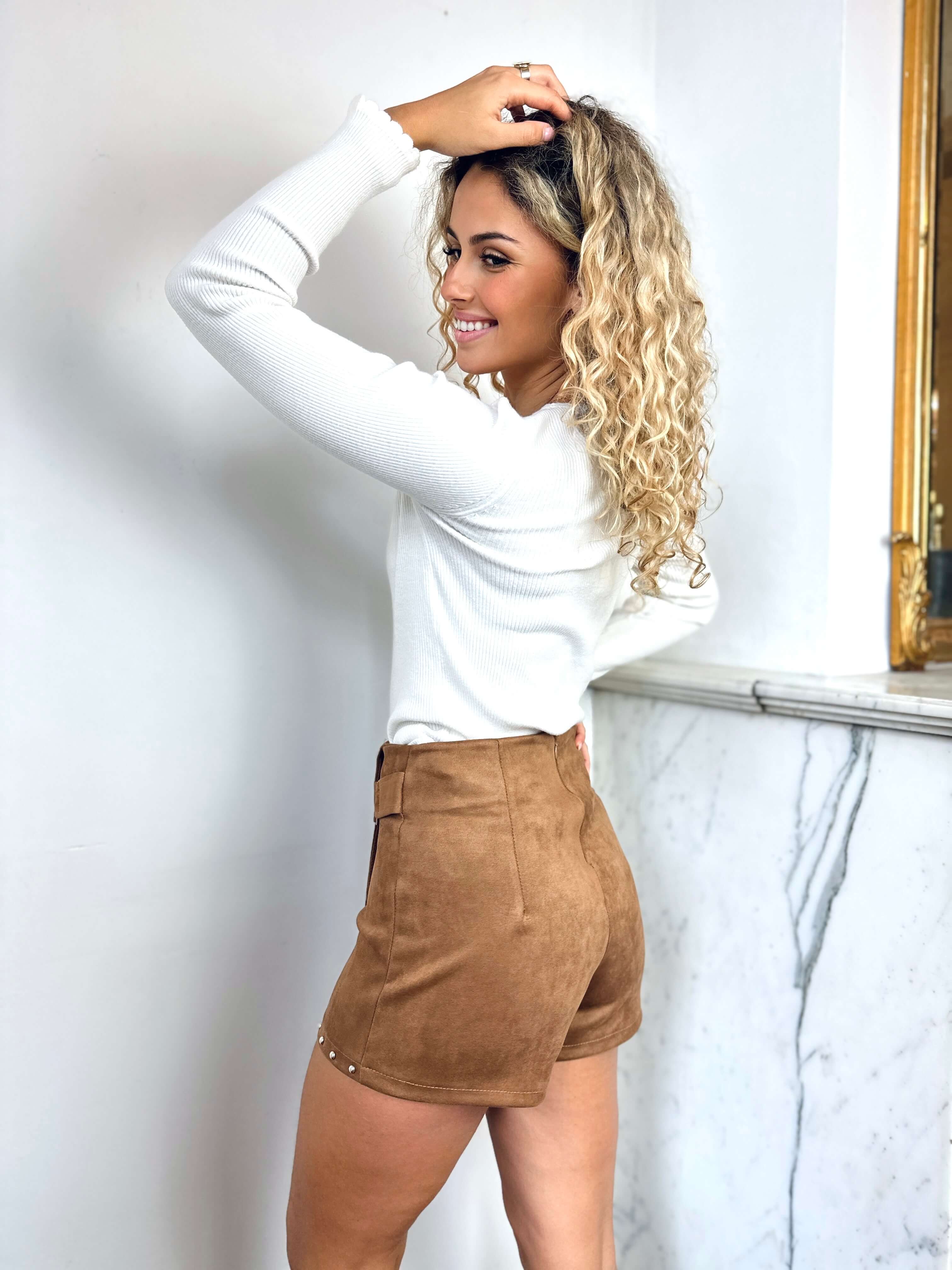 Jupe short camel - ELISA - Image 3