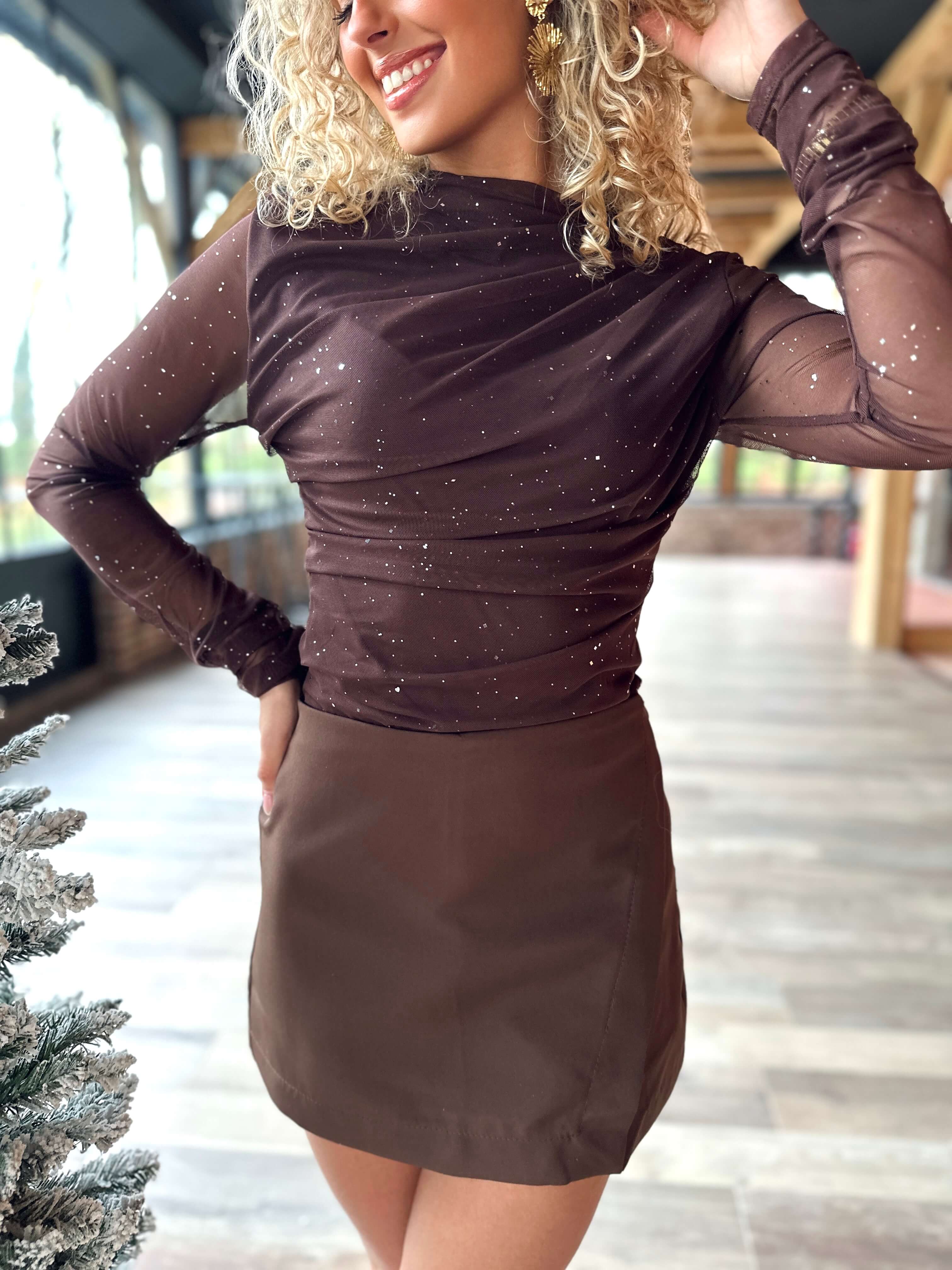 Jupe short chocolat - MILA