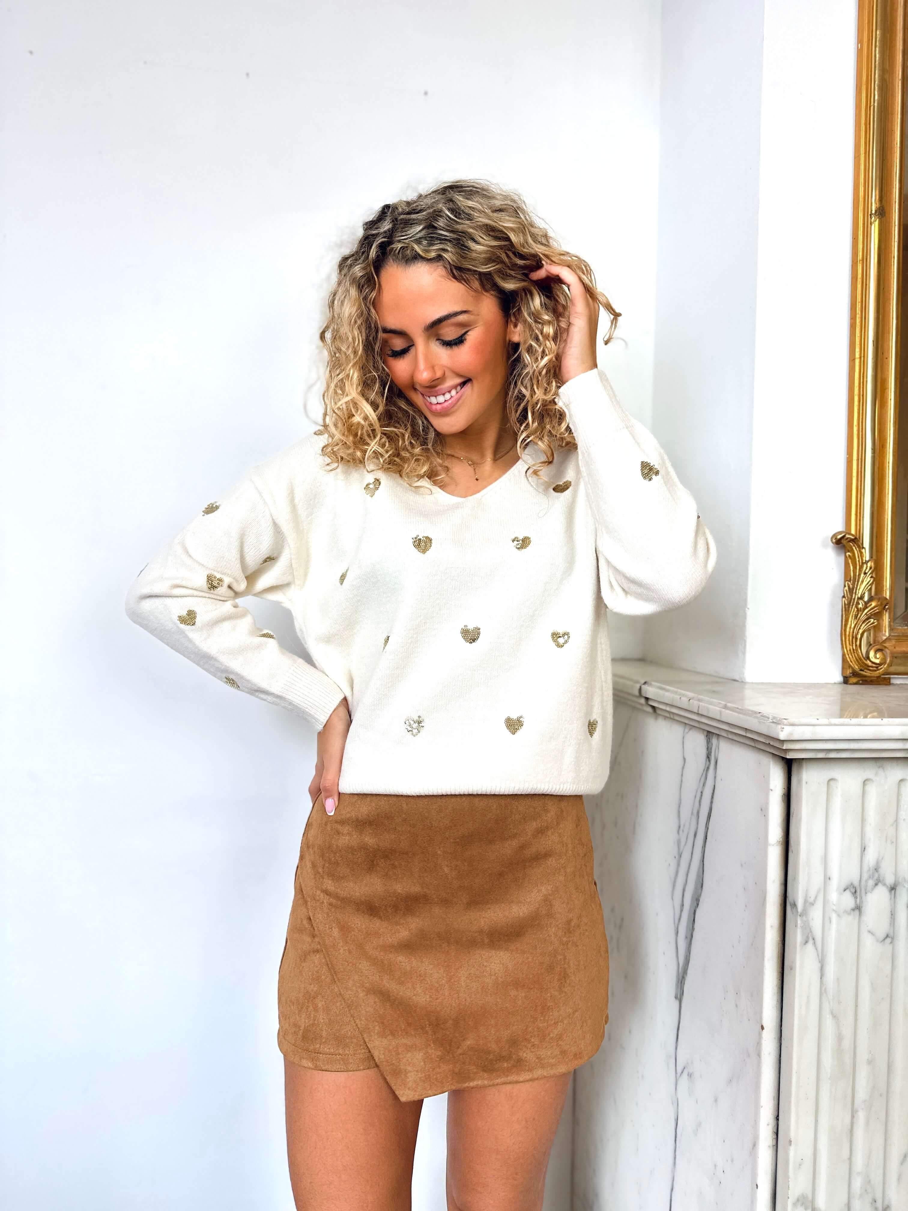 Pull à cœurs dorés - SWEET HEART - Image 3