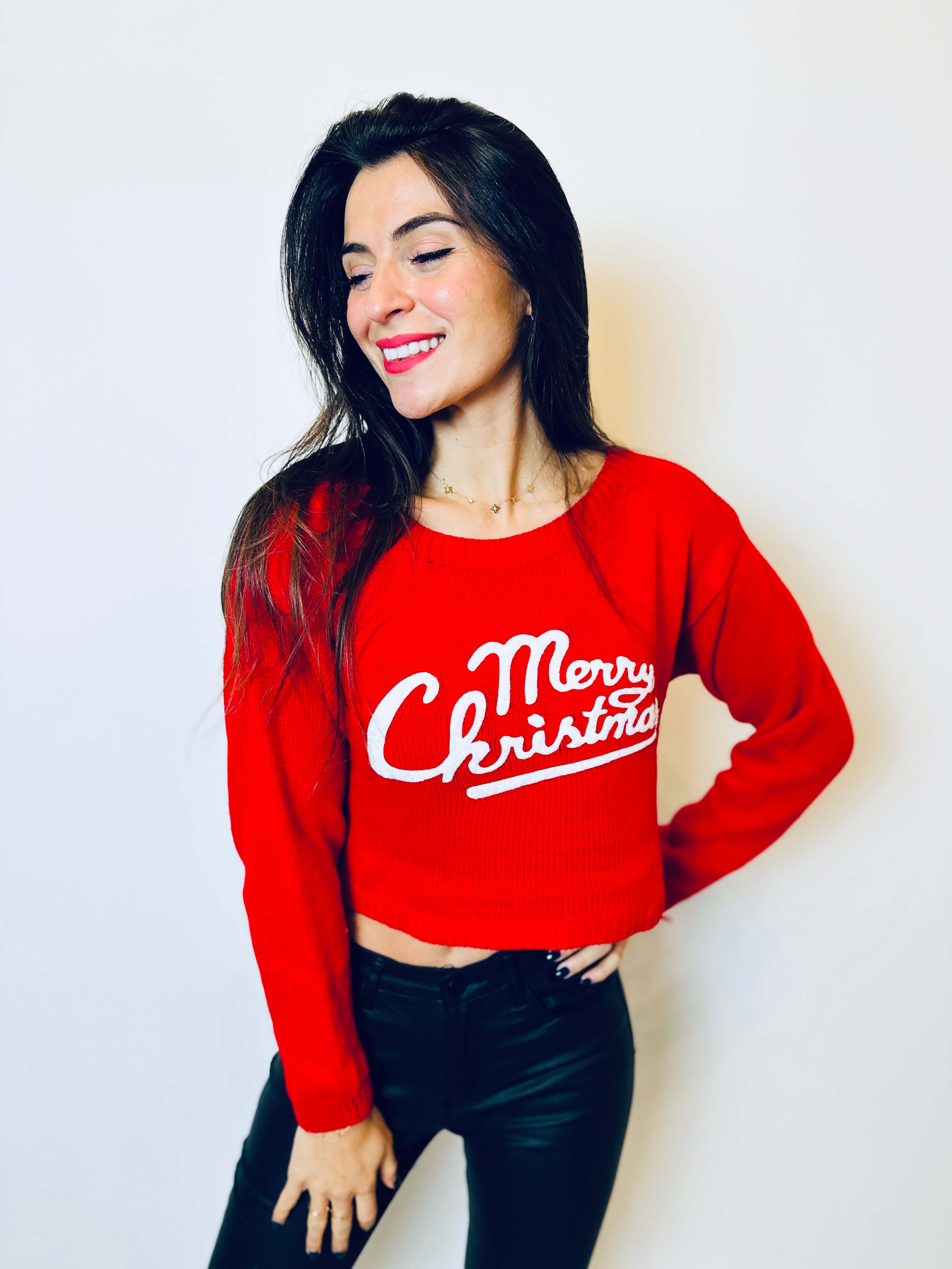 Pull rouge - MERRY CHRISTMAS - Image 3