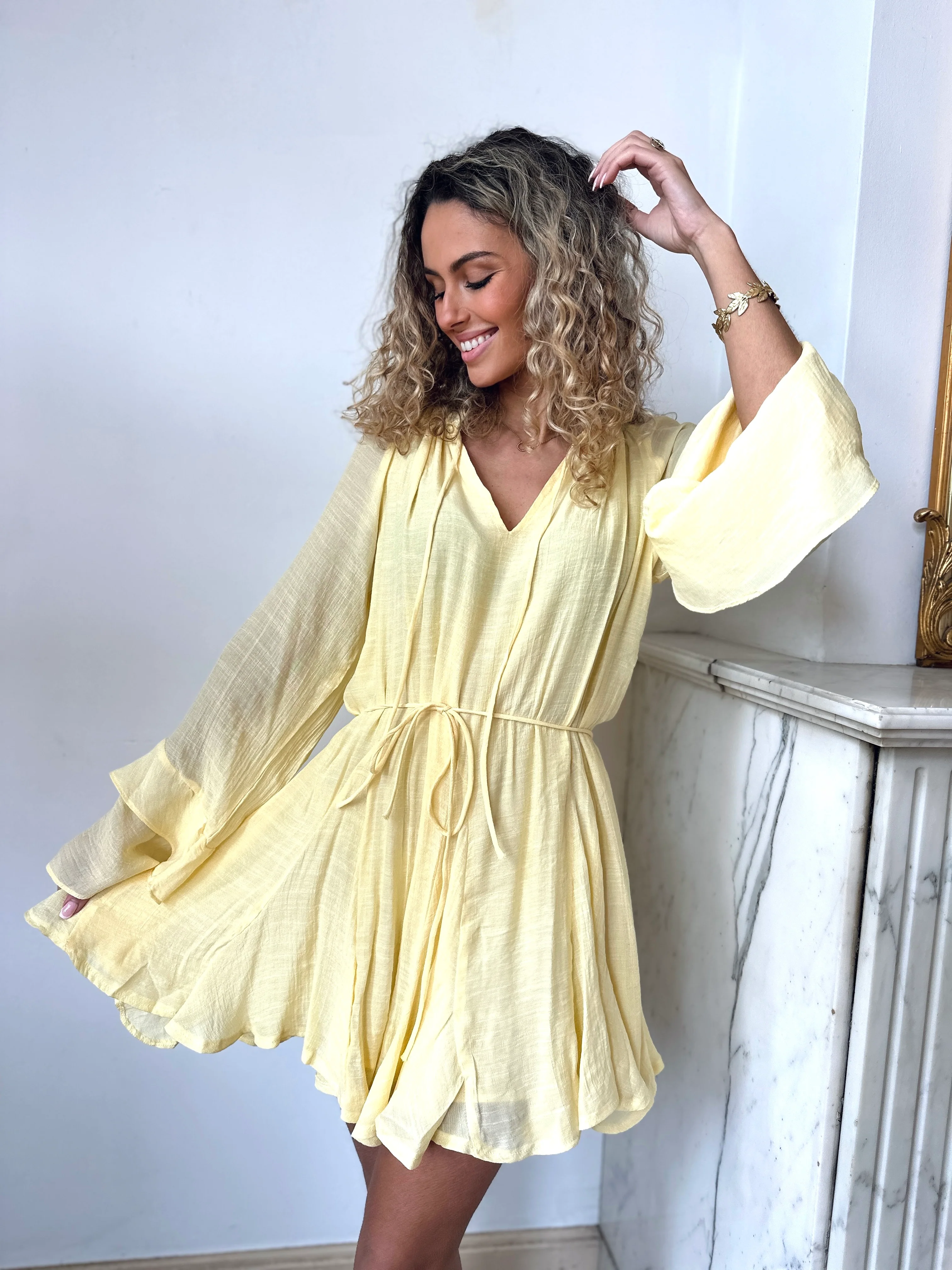 Robe jaune pastel - ELENA - Image 2