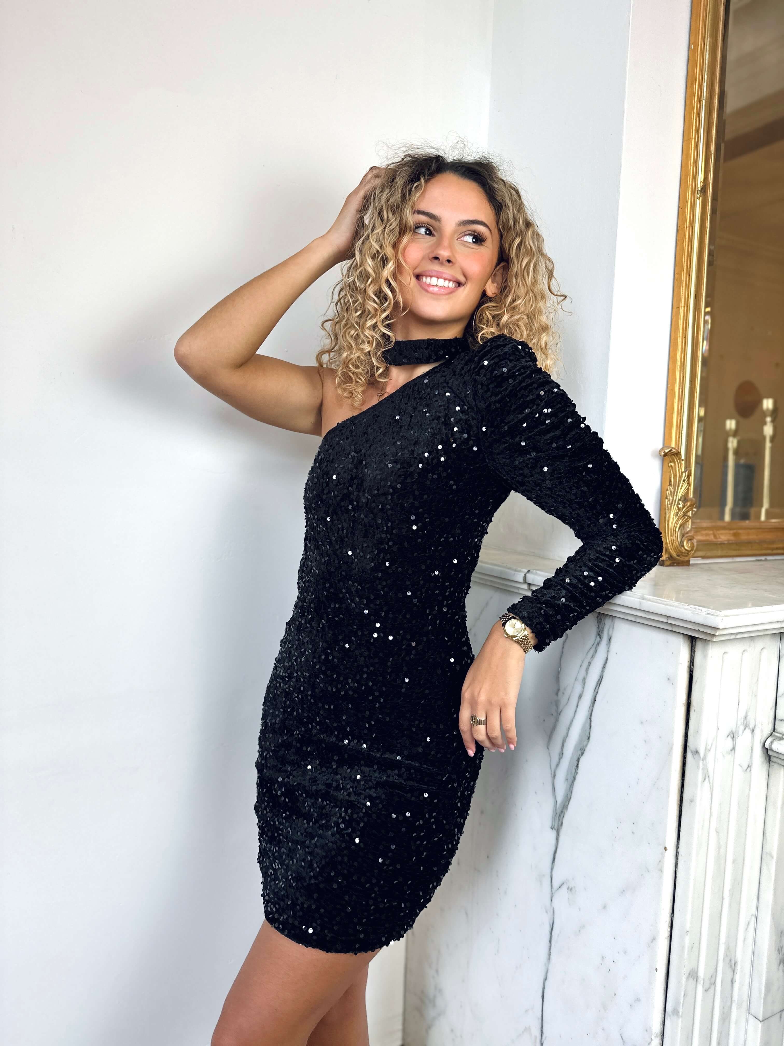 Robe noire à sequin - HELENA - Image 4