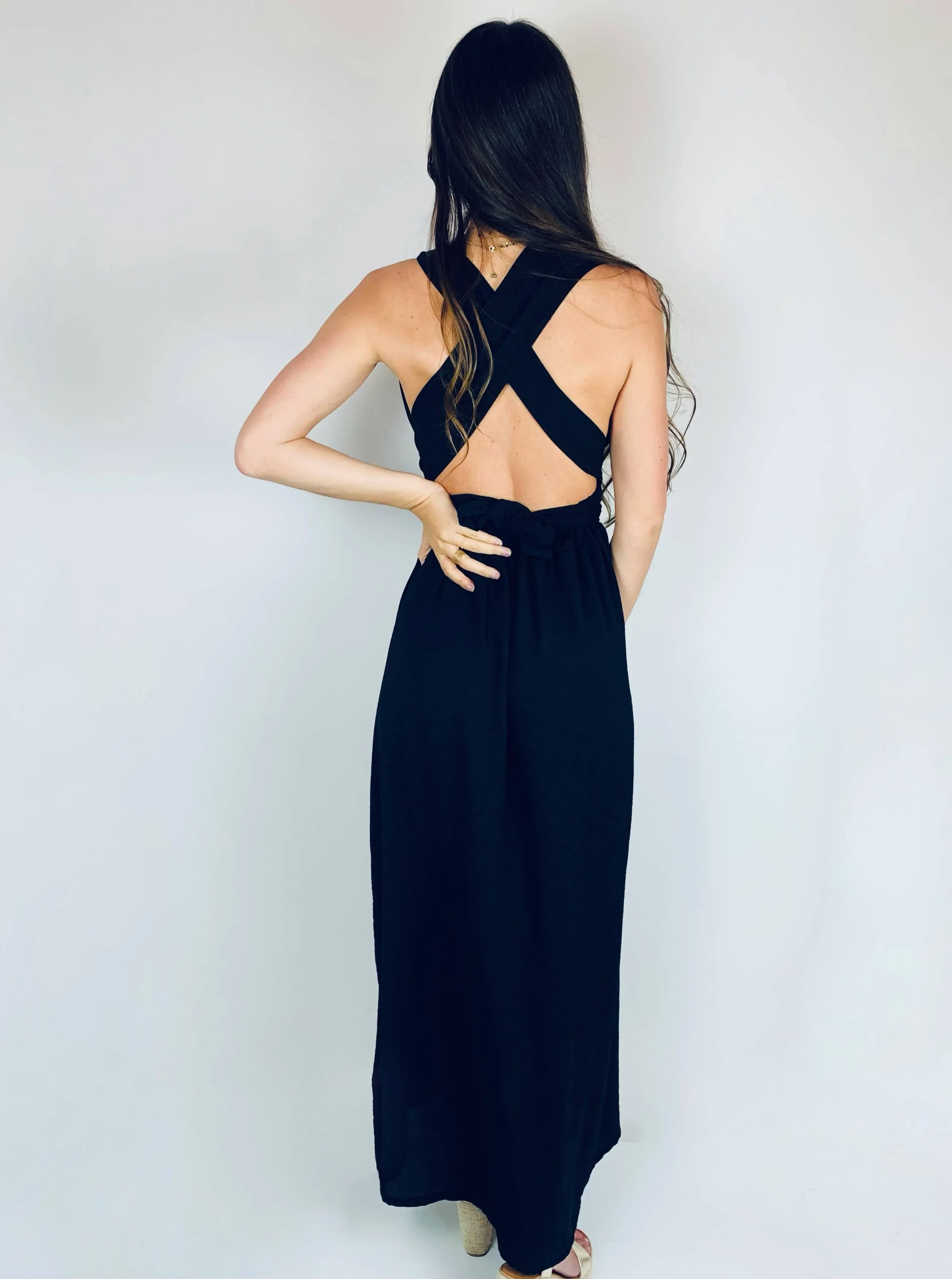 Robe longue noire - CECILIA - Image 3