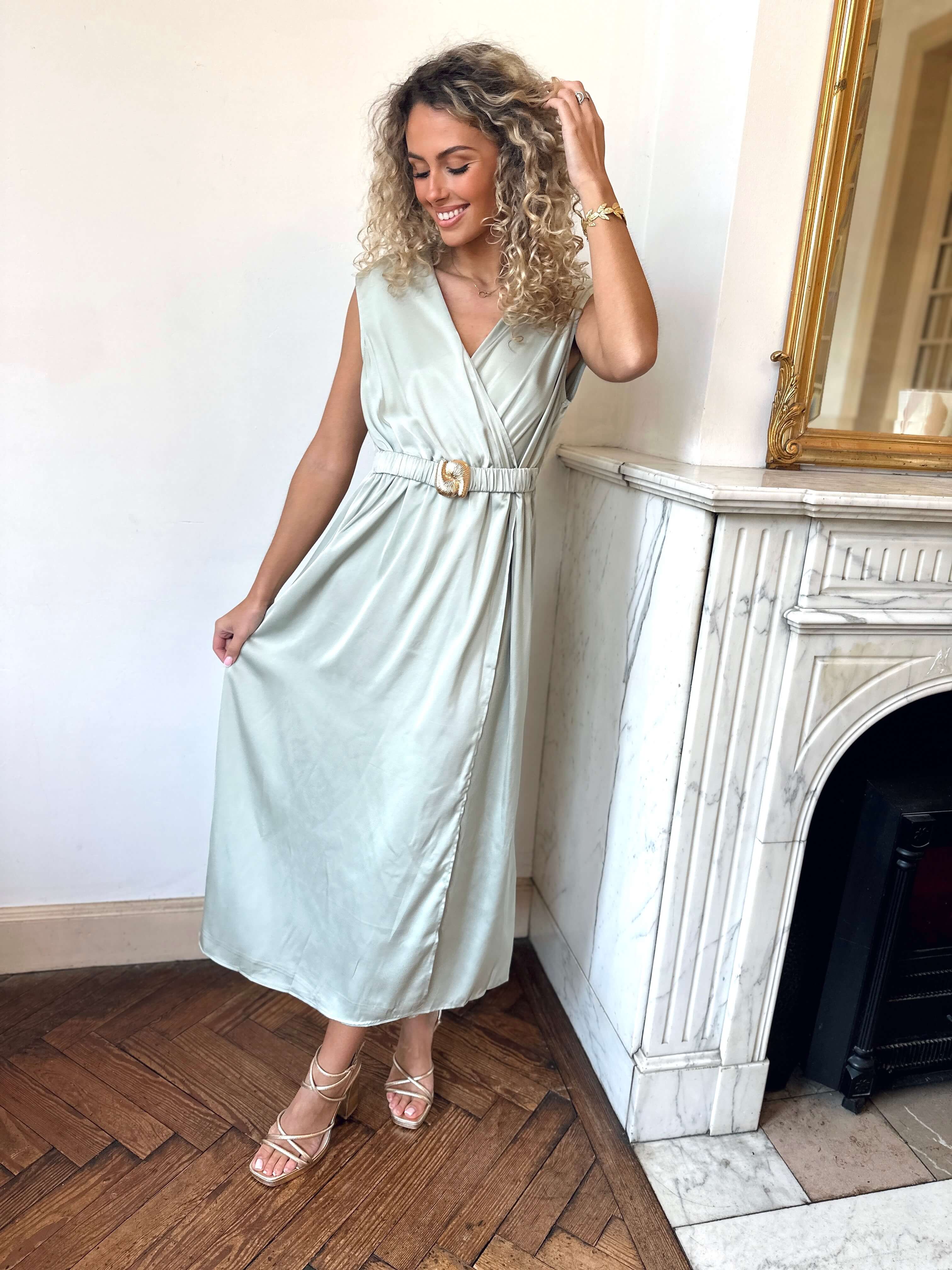 Robe vert sauge - LUDIVINE - Image 3